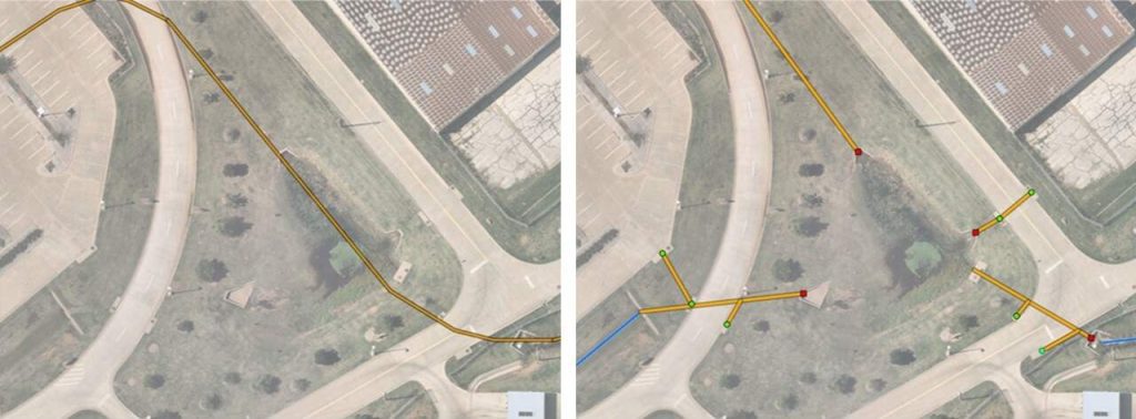 GeoBase integration before and after photo of accuracy at Sheppard Air Force Base